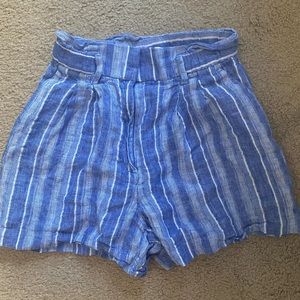 H and M beachy striped high waisted shorts
